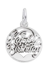stunning small happy birthday disc silver baby charm